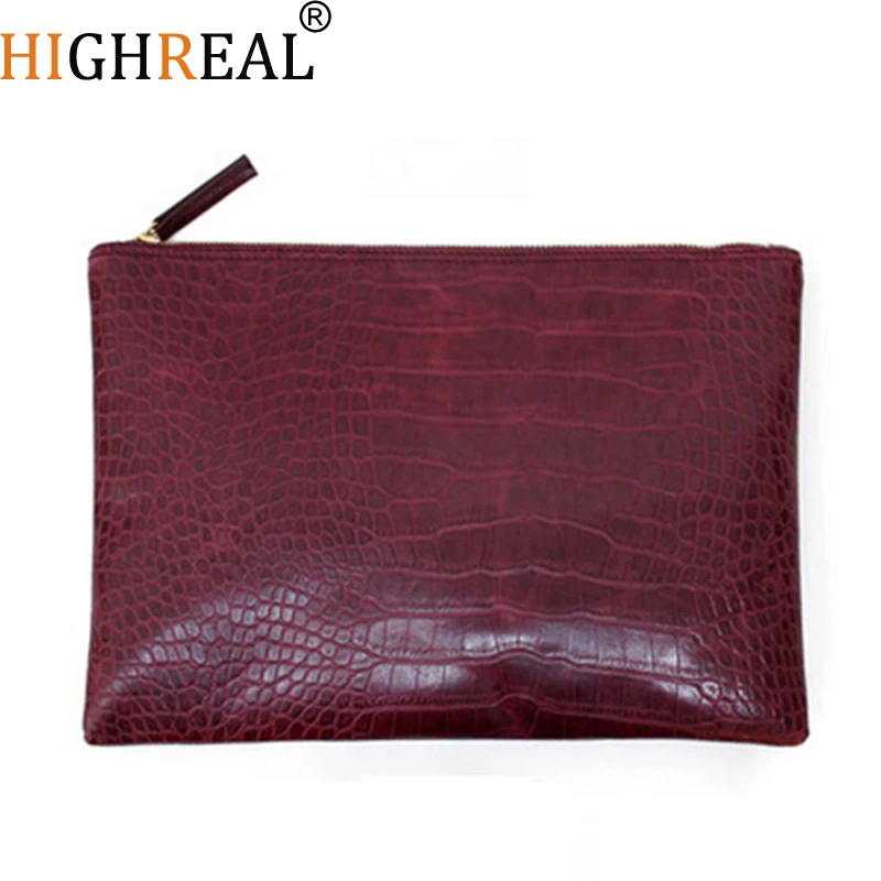 

HIGHREAL Fashion Crocodile Pattern Women's Bag Brand Design Envelope Day Clutch Bag PU Leather Big Purses and Handbags Dropship