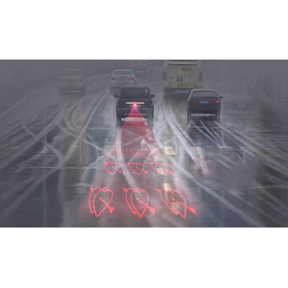 Car Laser Anti-Collision Brake Light Laser Warning Light License Plate Light Anti Tailing Red Laser Light Six Patterns