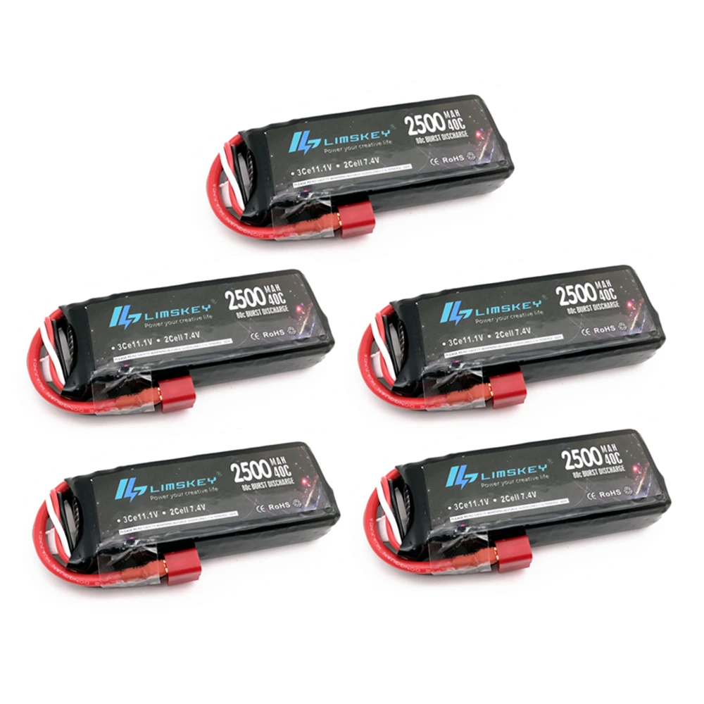 

5PCS Limskey RC Lipo Battery 2S 7.4V 2500mah 40C Max 80C for Wltoys 12428 12423 1:12 RC Car Spare parts For Syma X8 Battery