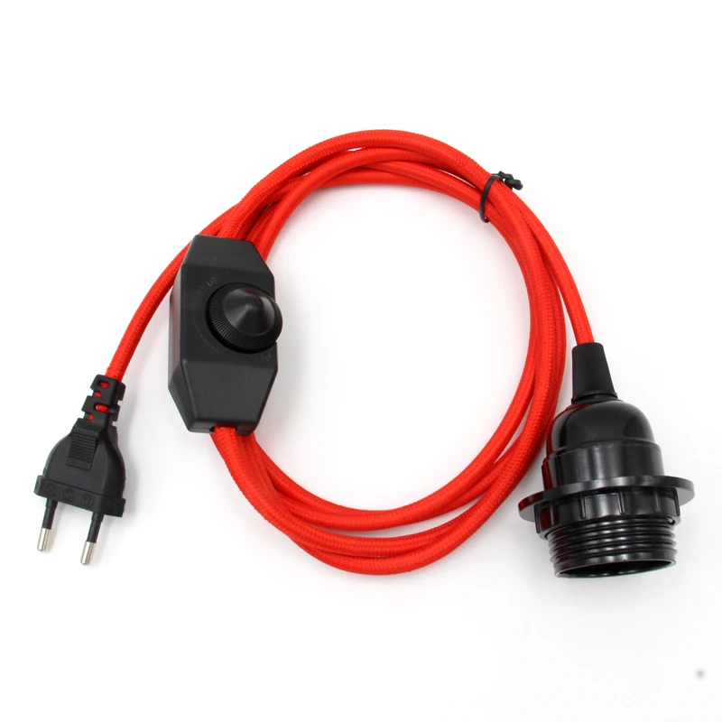 Cavo Di Alimentazione Con Dimmer LED Da 5m – Spina Europea, Interruttore Girevole, 2x0.5mm², Per Lampade E Luci A LED
