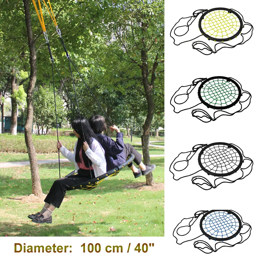 

440lbs 40" Disc Giant Nest Web Net Tree Swing Rope Hanging Swing Heavy Duty For Garden Backyard Outdoor For Kids Children Adult