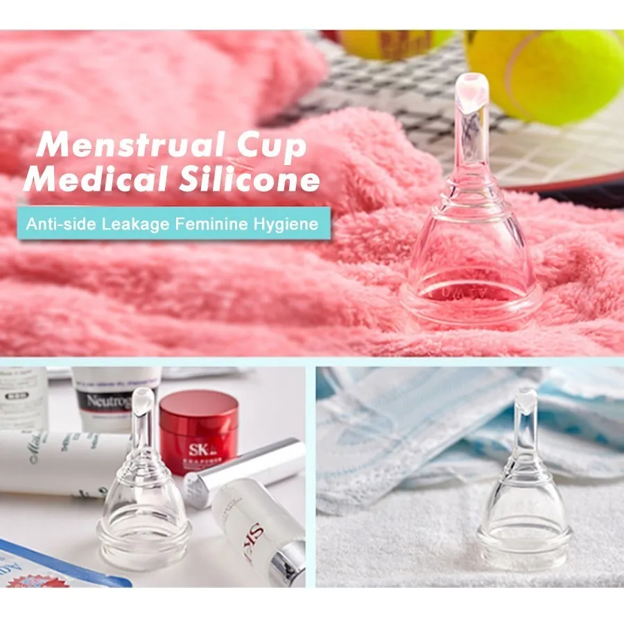 Medical Silicone Menstrual Cup With Drain Valves Menstrual Collector Super Soft Feminine Hygiene Period Cup Anti-side Leakage