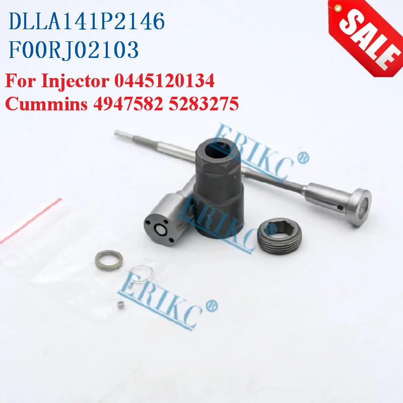 ERIKC 0445120134 Fuel Injector Nozzle DLLA141P2146 Valve F00RJ02103 Nut F00RJ02219 Spare Parts Repair Kit Diesel CR for Cummins