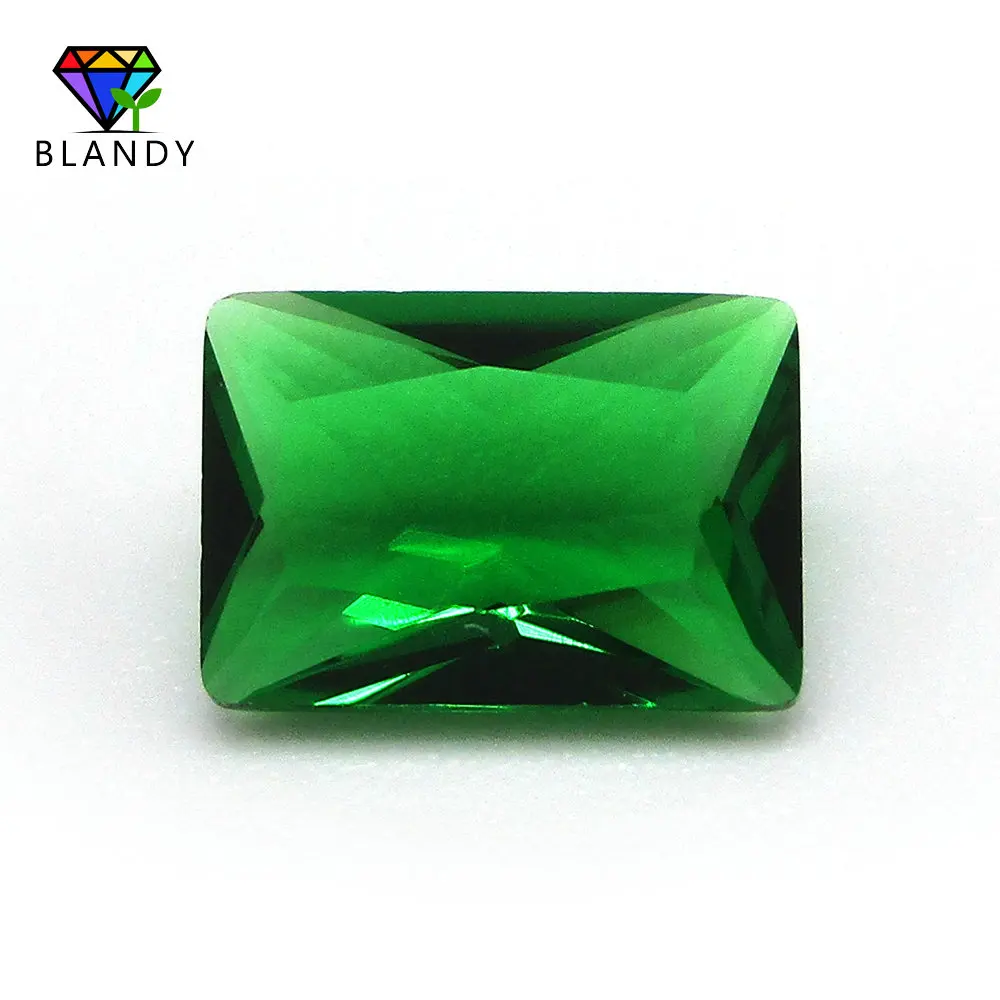 

Size 3x5-10x12mm Rectangle Shape Green Color Glass Gems Beads Loose Synthetic Glass Stone For Jewelry