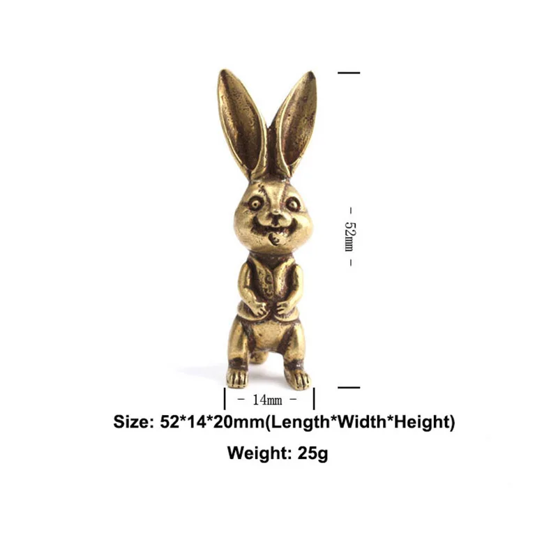 Copper Rabbit Small Keychain Pendants Solid Brass Rogue Rabbit  Key Chains Hanging Ornament Metal Antique Animal Key Ring Holder