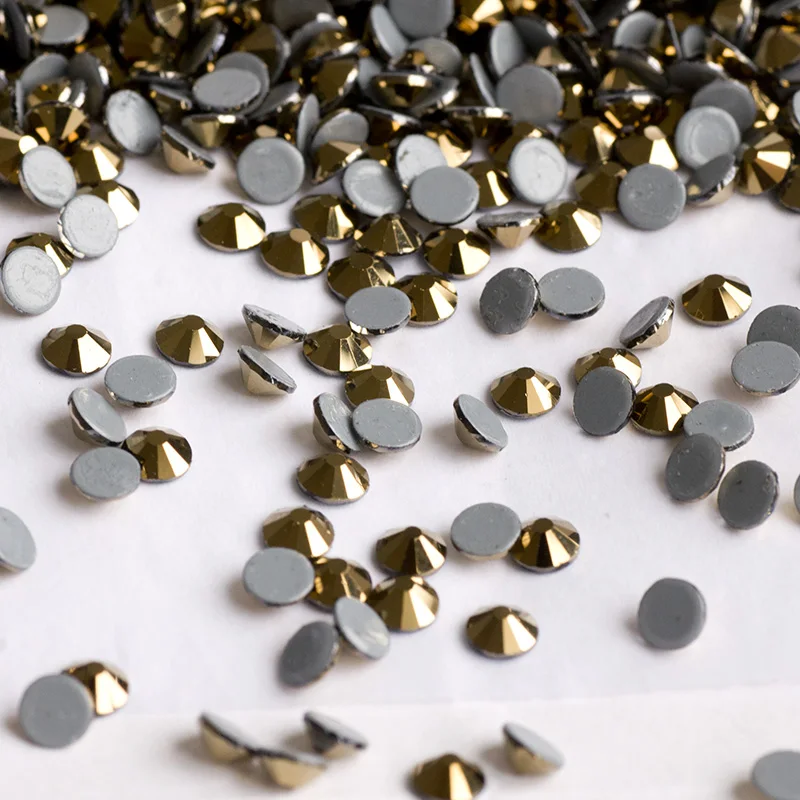 YANRUO Strass Gold Aurum Strass Hot Fix Kristall Goldene Farbe Hotfix Wärme Eisen auf Kleid Schuhe Glas Nähen Strass – Detail 4