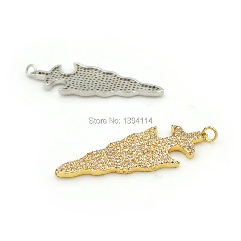 48*18*2mm Micro Pave Clear CZ Arrow Charm Fit For Making DIY Necklaces Jewelry