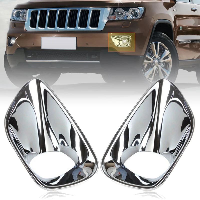 JXLCLYL 2pcs Front Fog Light Bezel Cover Trim For Jeep Grand Cherokee 2011-2013