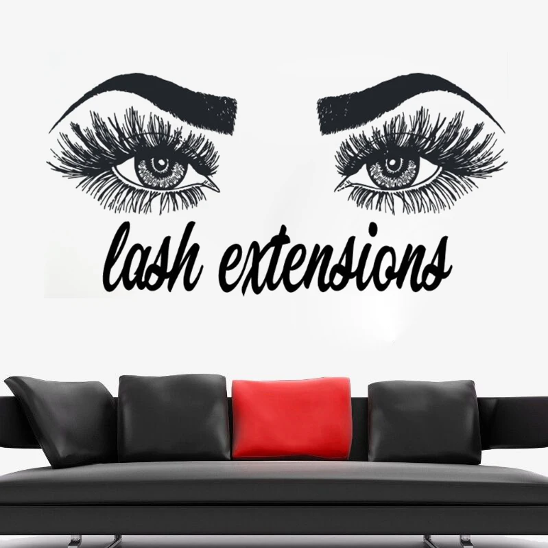 

Lashes Extensions Wall Sticker Eyebrows Brows Make Up Wall Decals Beauty Salon Decoration Vinyl Lashes Sticker For Wall AY1082