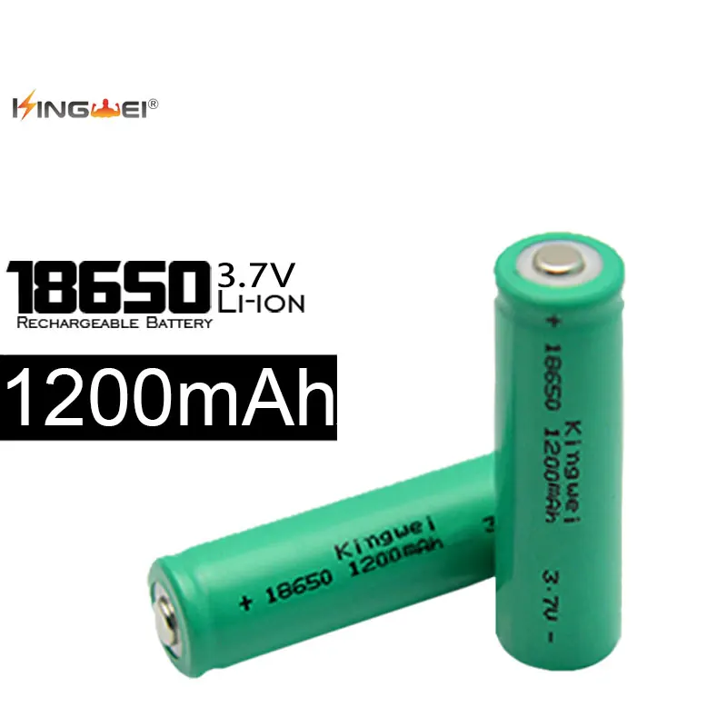 18650 Battery Kingwei 100pcs/lot 3.7v 1200mah Li-Ion Battery Rechargeable Lithium Batteries For LED Flashlight Bateria