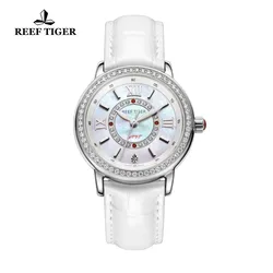 Reef Tiger/RT Luxury Women Fashion Watch Leather Strap Sheel Dial Automatic Watches Waterproof RGA1563 Relogio Feminino