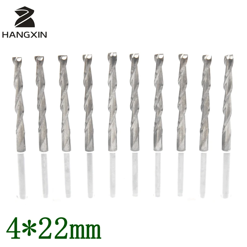 4mmX22mmPCB milling cutter flat bottom double slot spiral strawberry PVC tool 5PCS engraving machine parts woodworking