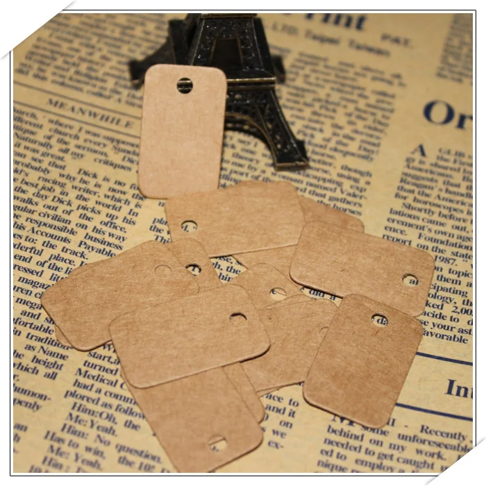 Voorraad Groothandel 2*3.3 cm ronde hoek Kraft kleine blanco tag Retro Kraft Gift tag Verpakking Label 300 stks/partij