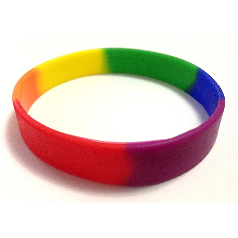 1 Dozen(12pcs) Multi-Pack Rainbow (BLANK) Wristbands Silicone Rubber Bracelets Party Events Fashion Family Promotion Gifts