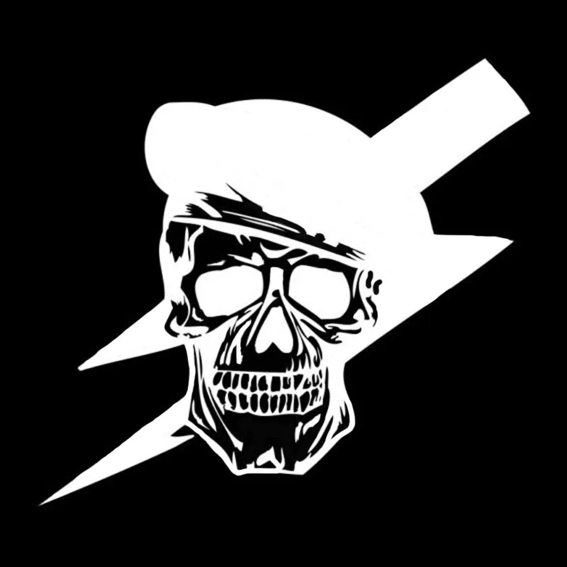 QYPF 15.6*14.2CM Coolest lightning Decoration Skull Car Sticker Vinyl High Quality Black Silver C16-0153