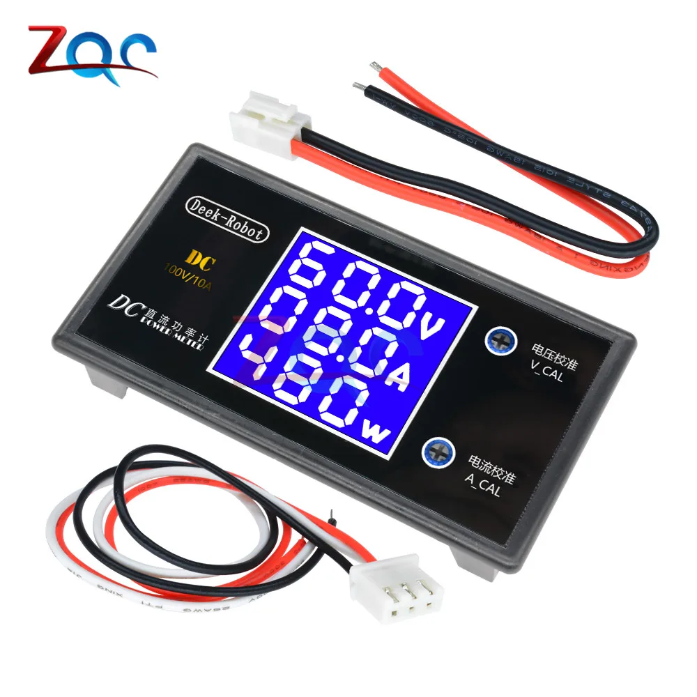 LCD Digital Display Voltmeter Ammeter Power Meter DC 0 -12V 24V 36V 500V 10A 1000W Voltage Current Power Detector Tester w/ Wire