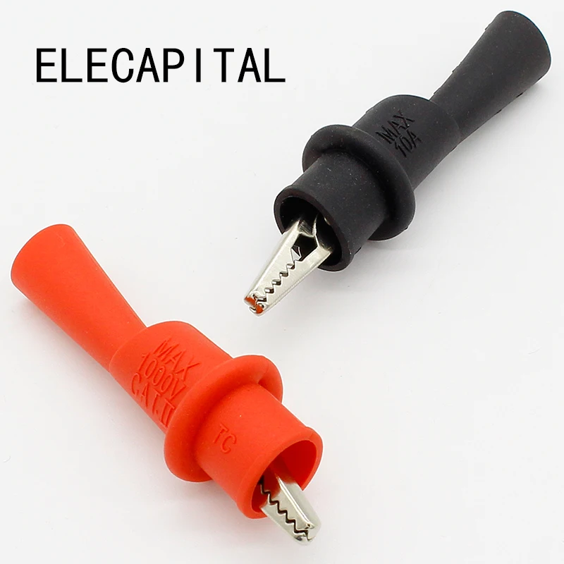 1 Pair Alligator Crocodile Test Clip Clamp For Multimeter Tester Probe New