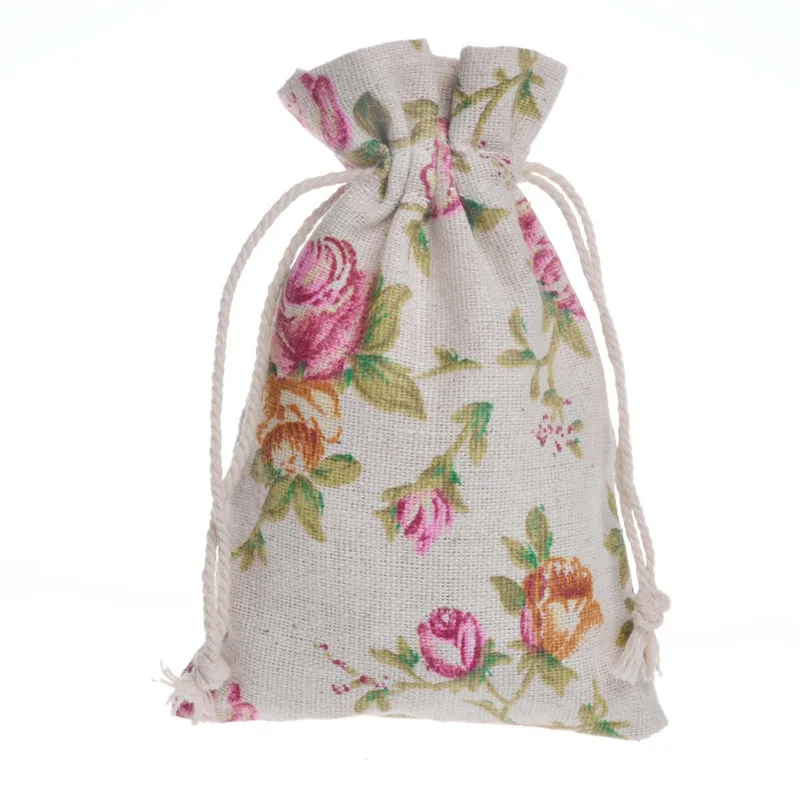 

20Pcs 10x14cm Flower Drawstring Cotton Recycable Jewelry Gift Packing Pouches & Bags Candy Bag For Small Bussiness