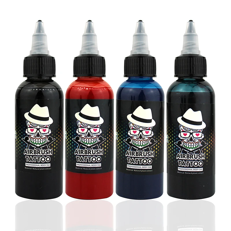 OPHIR 60 ML/Bottle Airbrush Ink Black/Red/Blue/Tattoo Color for Body Paint Temporary Tattoo Ink Pigment Body Art Color _TA099-1