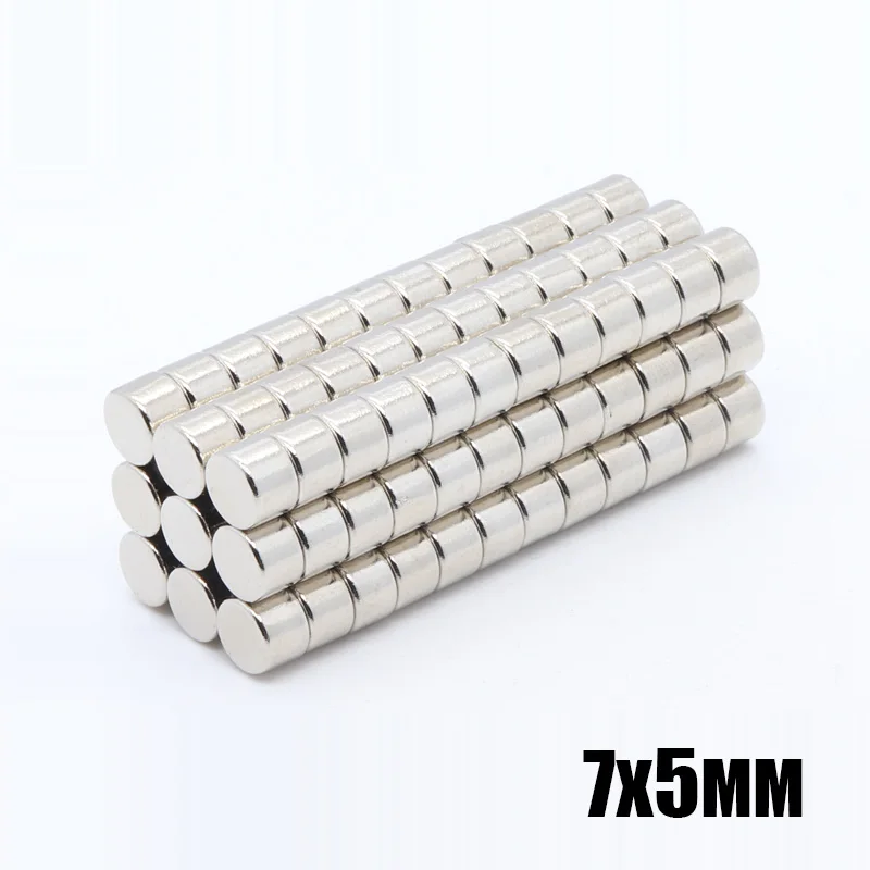 

100pcs 7x5 mm Neodymium Magnet Super Strong Powerful Permanent Magnetic Magnets 7mm x 5mm Small Round NdFeB Cylinder