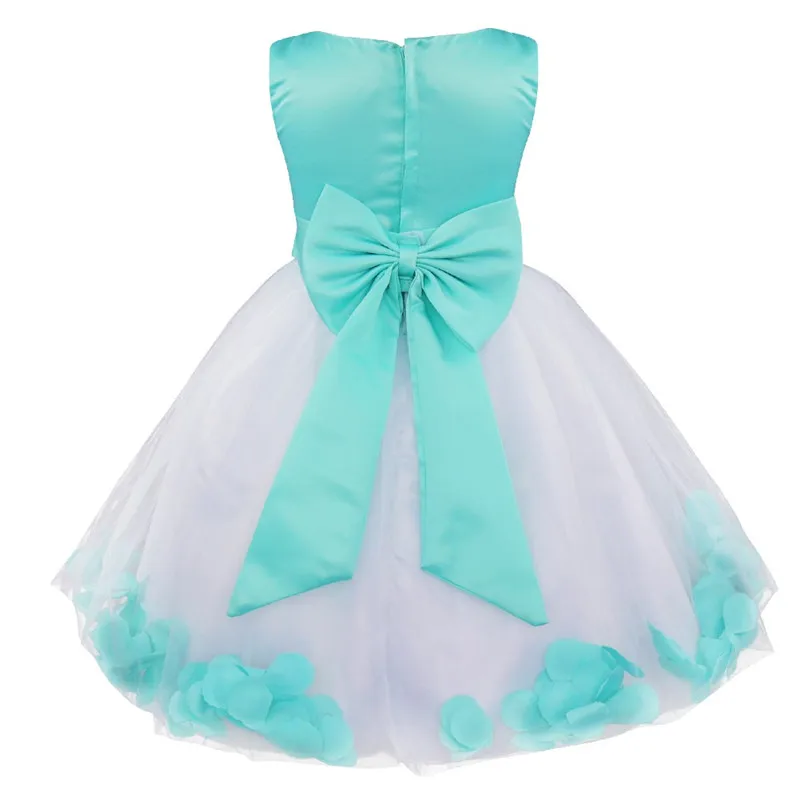Infantil Kids Girl Flower Dress Bridesmaid Petals Formal Dress Vestidos Pageant Wedding Bridal Party Dress with Big Bowknot