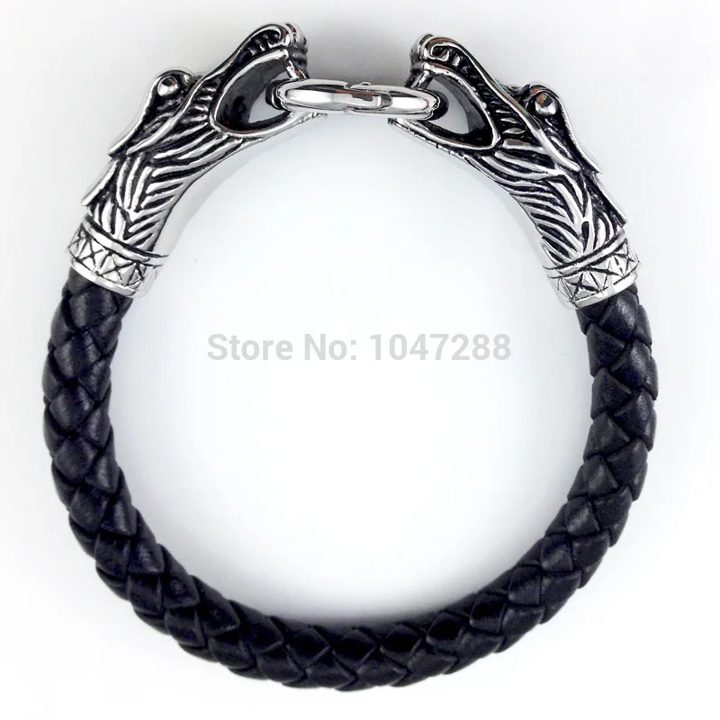 3 Size Leather Tibetan Silver Men Bracelet Titanium Fashion Vintage Jewelry Accessories Parataxis Dragon Bracelet Men Jewelry