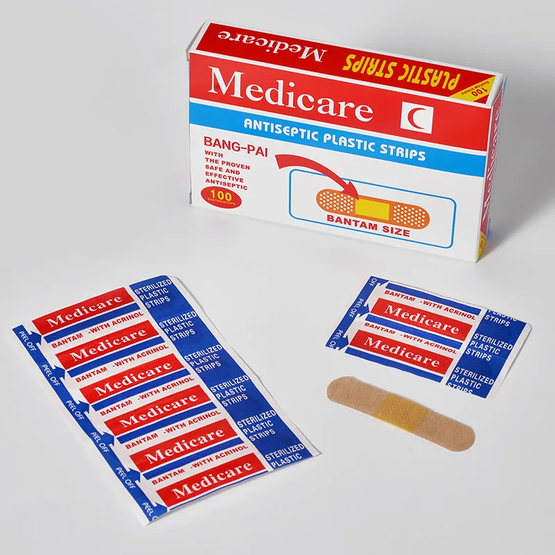 Pansement adhésif Non tissé pour pansement, pansement médical antibactérien, fournitures pour Kit de premiers soins en voyage à domicile, 100 pièces/paquet