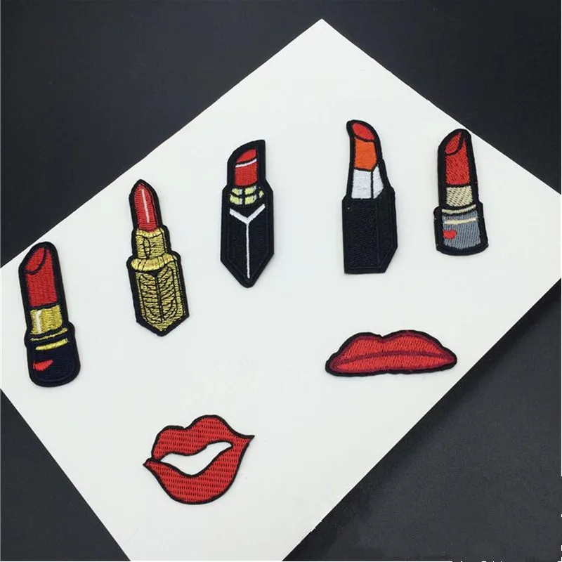 New arrival 1 pcs Red Lipstick Patch Embroidered Iron On Patches For Clothing Bag Badge Appliques DIY Accessory