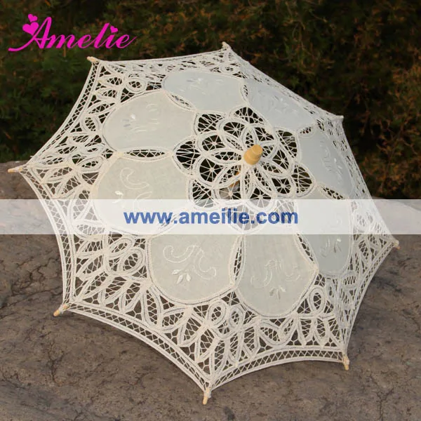 100% Katoen Kant Battenburg Handgemaakte Bruiloft Decoratie Bloem Meisje Kinderen Lace Parasol Party Kid's Paraplu Parasol Wedding