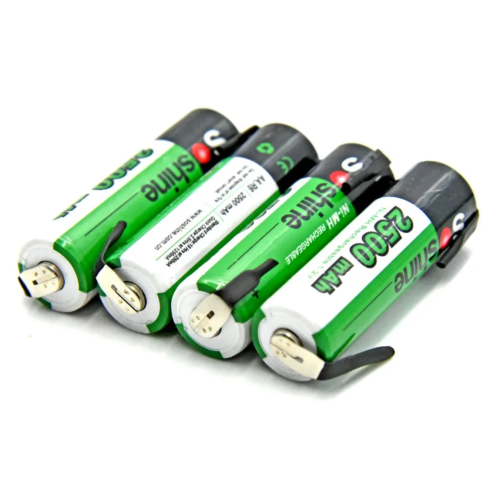 4pc/set Soshine AA NiMH 2500mAh 1.2V rechargeable battery with tab Spot welding battery