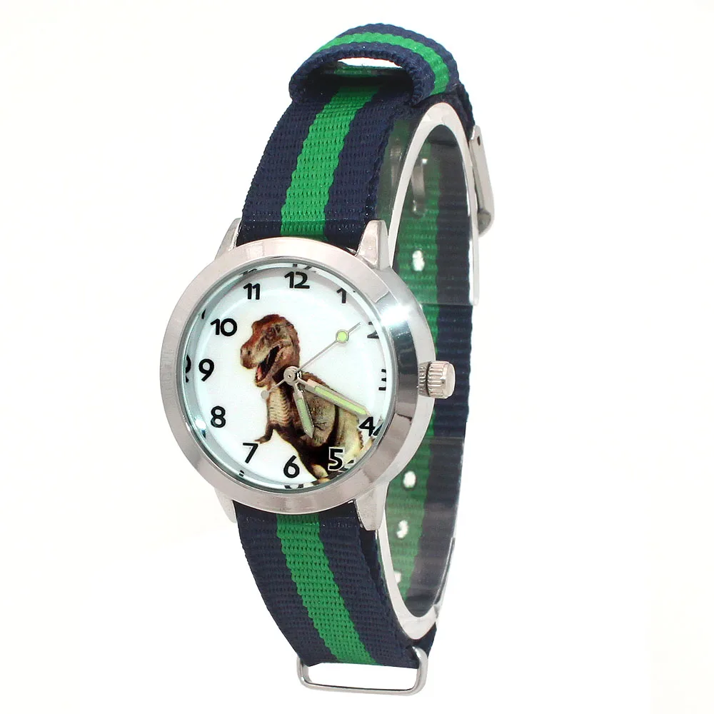 

Children Watches High Quality Colorful Kids Children Boy Girl Fabric Nylon Strap Dinosaur Cartoon Watches Student Wristwatch