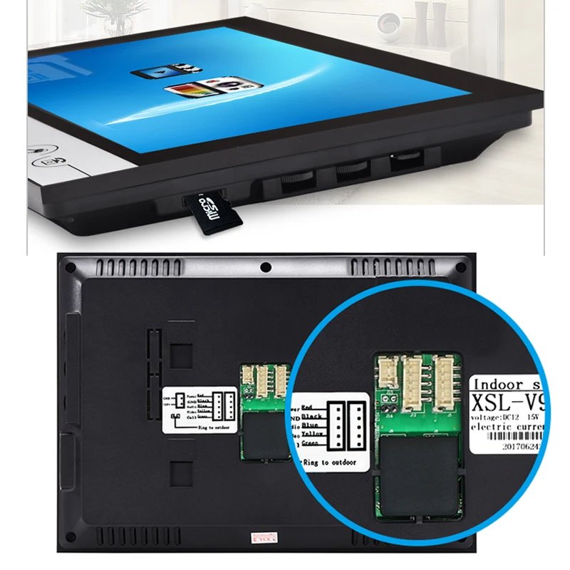 Large display Wired Video Doorphone Intercom System 9''Inch Monitor,Take Photo and Make Memory Funtion to Home Security