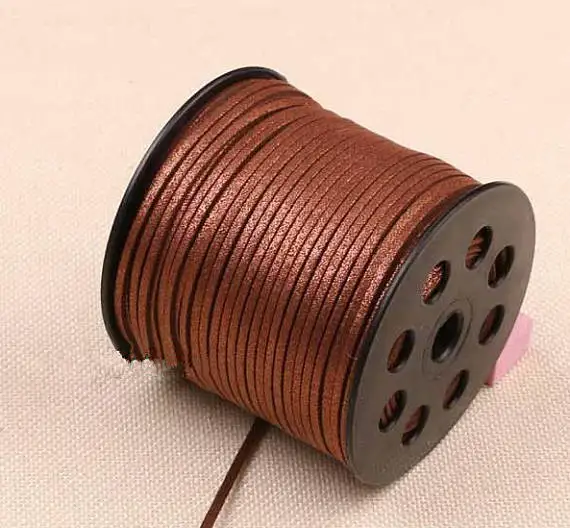 Free Shipping 100Yds Glitter Metallic Deep Brown Flat faux Leather Suede Cord, 3mm Cord,Faux Suede Cord for Bracelets 3mm