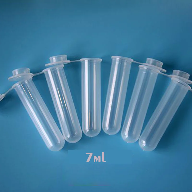 100 STKS 7 ml Plastic Centrifugebuis Met Deksel Ronde Bodem Buizen Zonder Schaal EP Buis Druk Covers Zaad Fles Lab Supplies