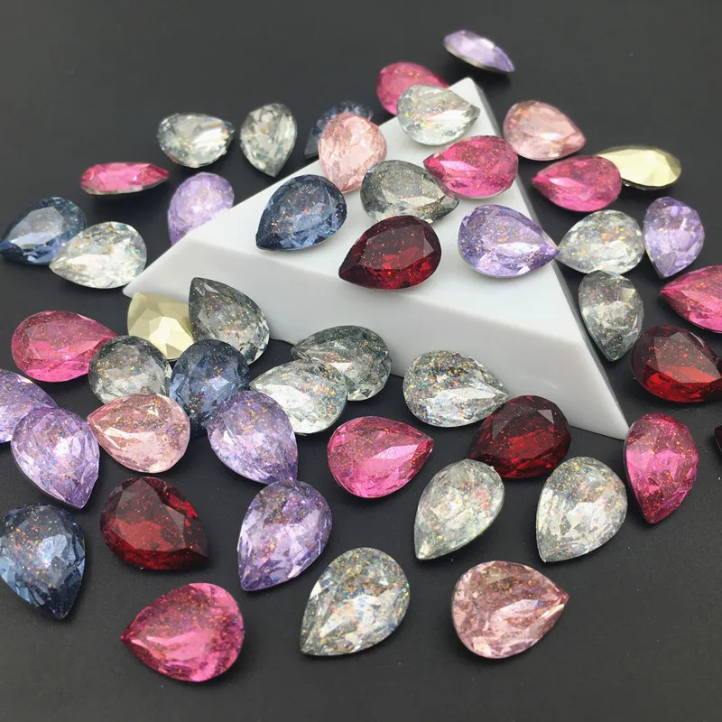 10pcs 10x14mm Pear Symphony Resin Rhinestone Point Back Teardrop Crystal Stone Necklace Jewelry Accessories Creative Manual diy