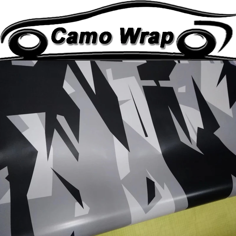 

Black Grey White Vinyl Film Camouflage Car Wrap Foil With Air Bubble Free For Vehicle Truck Motorbike Car Sticker Body Wrapping