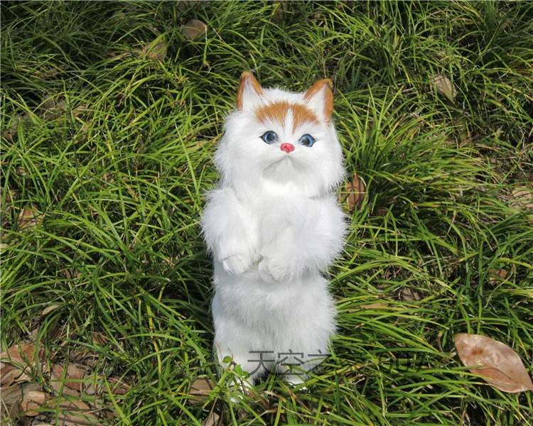 

simulation cat about 28x10cm white cat , standing cat hard model home decoration gift h1423