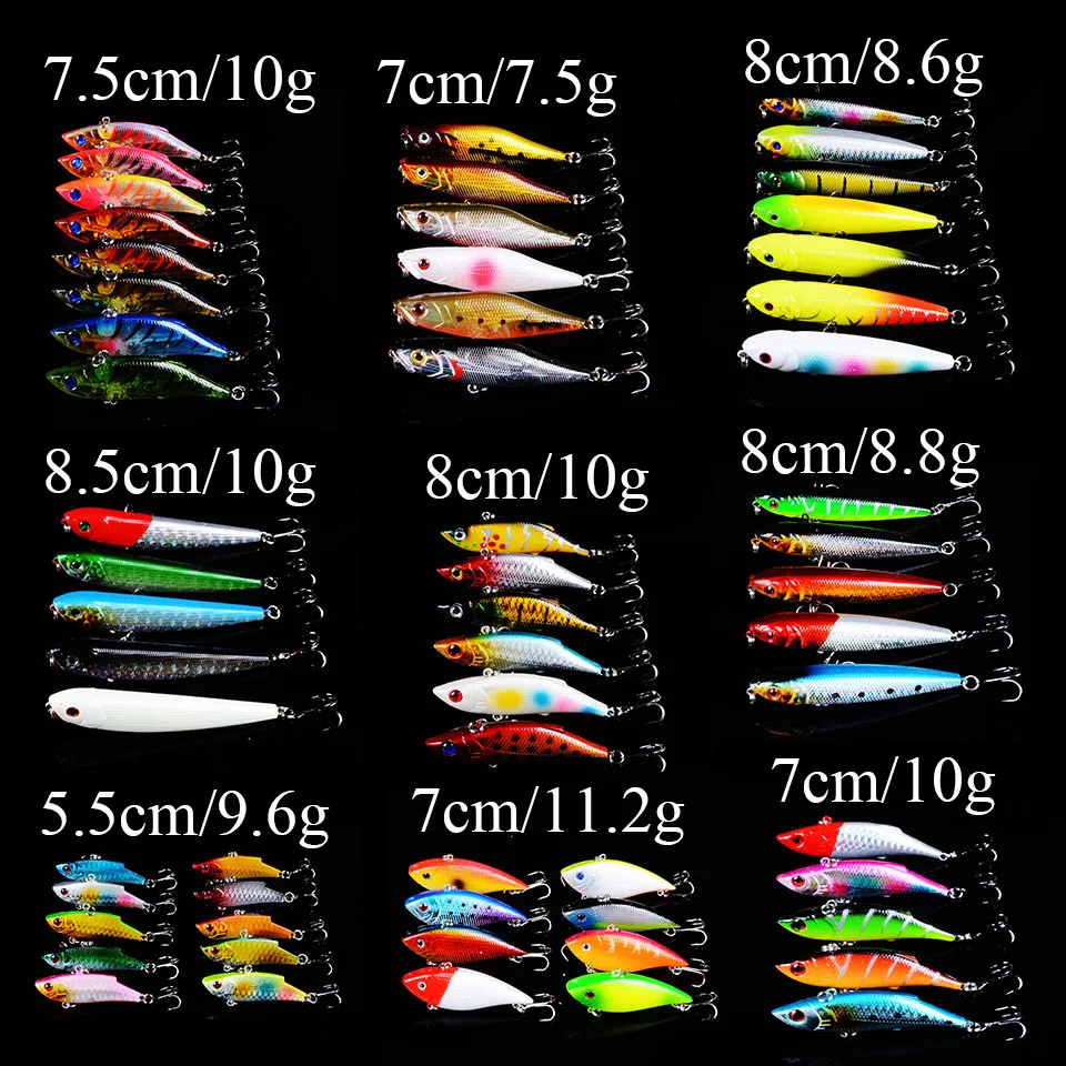 60pcs Mixed Fishing Lure Set isca artificial fishing kit Minnow Fishing Wobblers 60 colors Crankbait Hard Fishing Tackle 3D Eyes