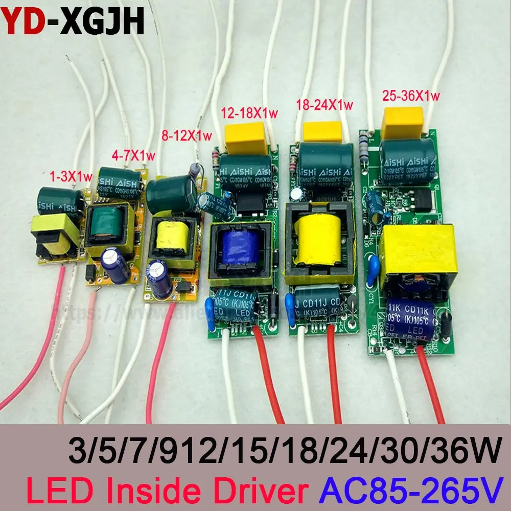 AC 220V Lights Power Supply Constant Current 300mA IC Lighting Transformer Built-in1-36W LED Driver Input for DIY LED Lamps Bulb