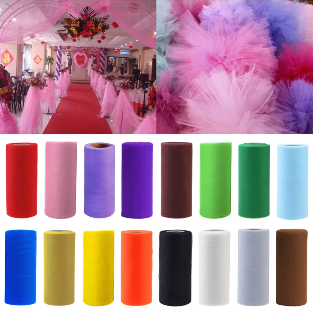 

Retial 100 Yards 15 cm DIY Wedding Decoration Tulle Roll Spool Tutu Apparel Knit Fabric For Sewing Party Birthday Event Supplies