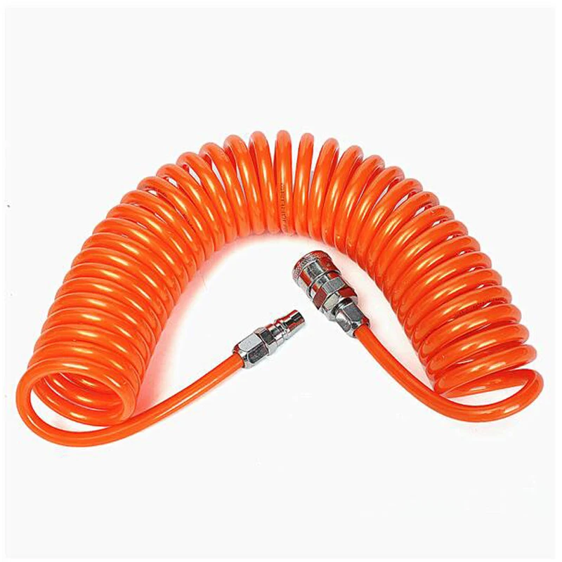 6 M/9 M Polyurethane PU Air Compressor ท่ออากาศแบบยืดหยุ่นเครื่องมือเชื่อมต่อ PP20 ฤดูใบไม้ผลิท่อเกลียวสำหรับ Air Tool