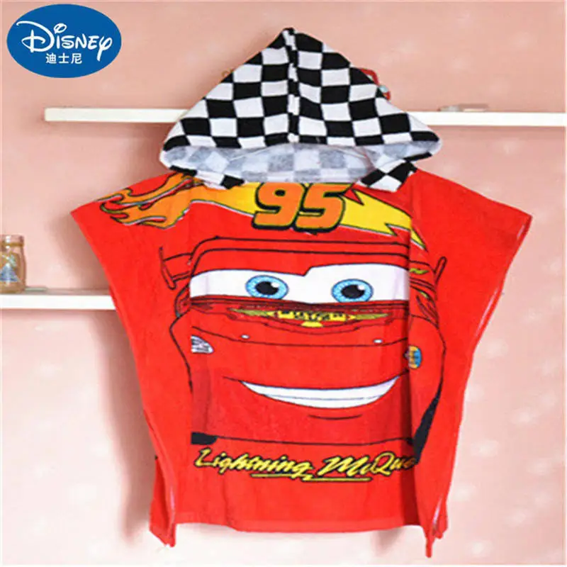 Disney Mickey Mouse Minnie Children Cotton Hooded Towel Cloak Cartoon Cars Child Boys Girls Quick-drying Bath Towel Face Towel