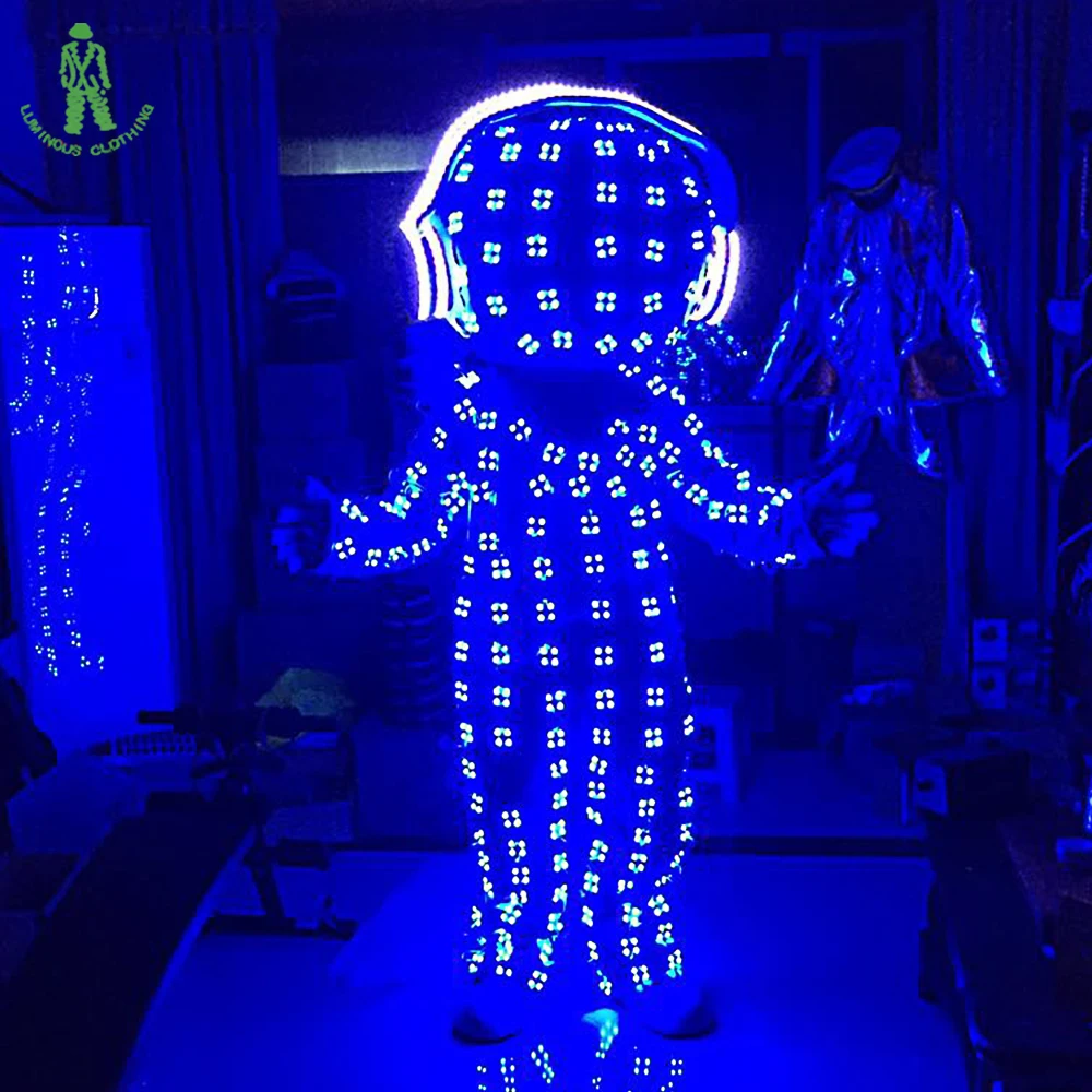 

LED Light Up Robot LED Luminous Costume Illuminated Suit For Night Clubs LED Costumes Ballroom Headphone Cosplay