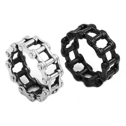 Wholesale Motorcycle Biker Chain Ring Stainless Steel Jewelry Black Silver Color Bicycle Chain Ring Biker Mens Boys Ring SWR0680