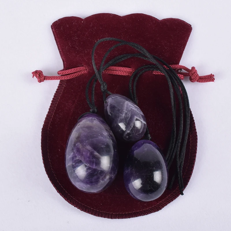 Amethist Ei Yoni Massage Set Crystal Quartz Natuursteen Minerale Bal Kegel Oefening Bekkenbodem Spier Vagina Gezondheidszorg