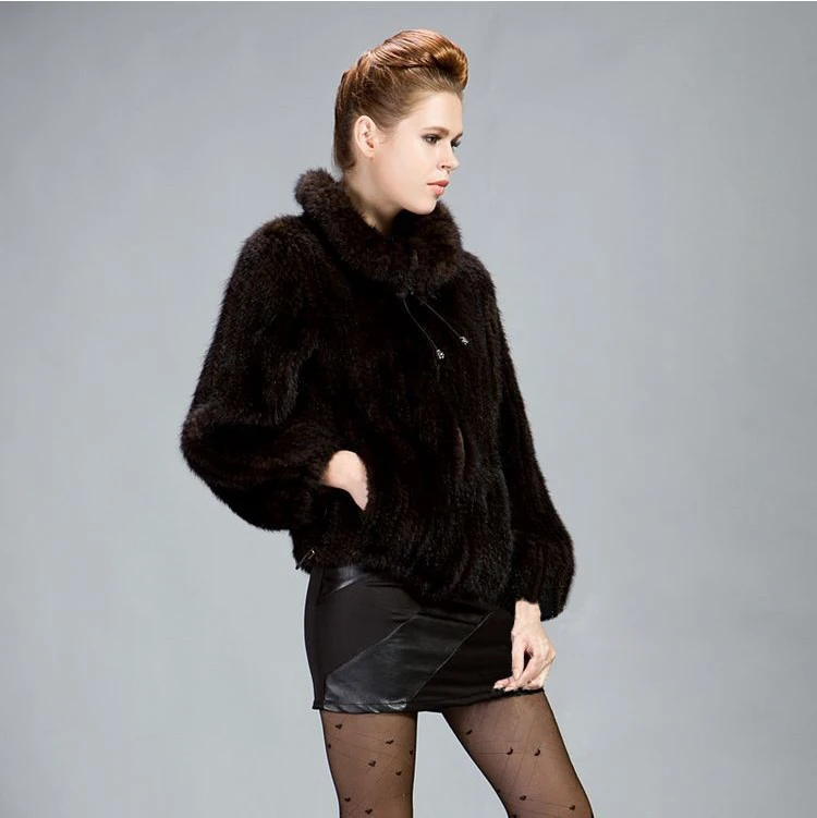 Mink hair knitted fur coat mink clothes fur women\'s  Fashion lapel coat jacket winter fur jacket