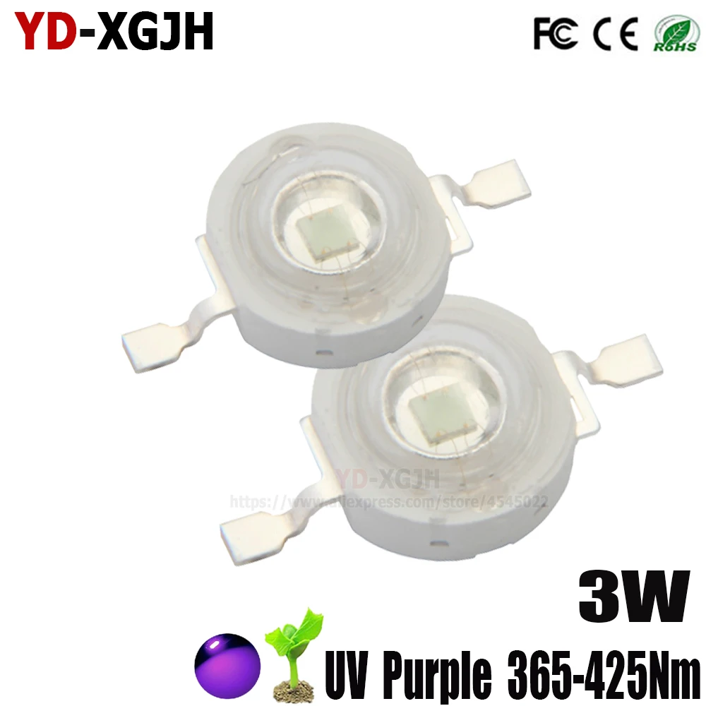 High Power UV Purple LED Chips 365-367nm 370-375nm 380-385nm 385-390nm 390-395nm 400nm 410nm 420nm for 3W COB Ultraviolet Lights