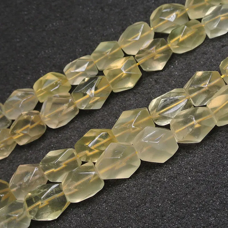 13x18mm Natural Faceted Freeform Lemon Quartz Beads For Jewelry Making Beads Bracelet Necklace 15'' Needlework DIY Beads Trinket