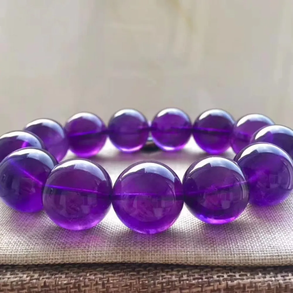 16mm Natural Purple Amethyst Quartz Bracelet Jewelry For Women Man Healing Gift Crystal Beads Uruguay Gemstone Strands AAAAA