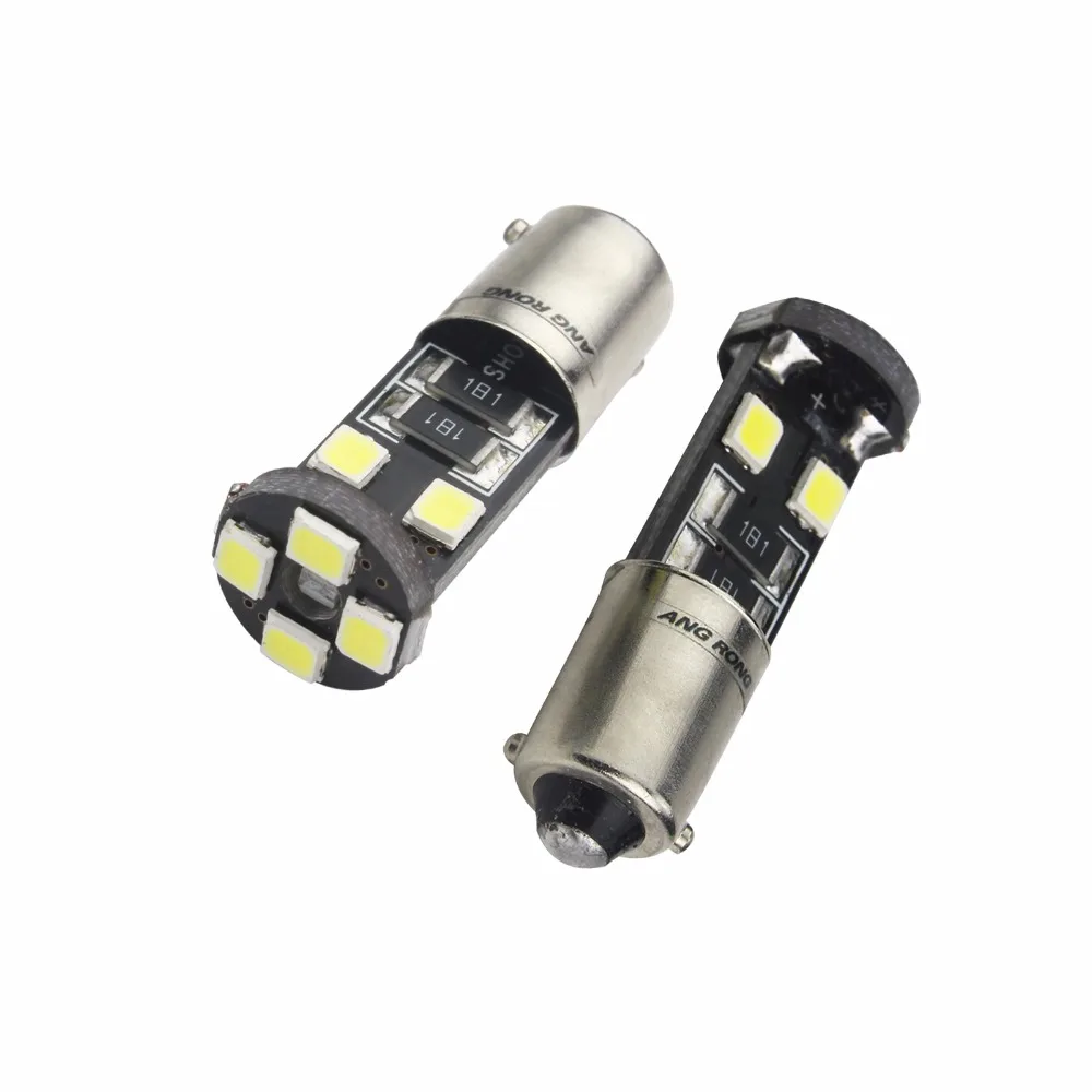 ANGRONG 10x White H6W BAX9s 8 SMD LED 433 Bulb Parking Side Indicator Light Error Free (CA230x10)